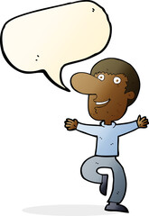 cartoon happy man with speech bubble