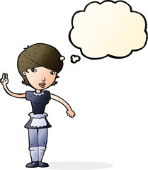 cartoon waitress taking order with thought bubble