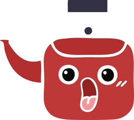 flat color retro cartoon of a kettle