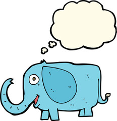 cartoon baby elephant with thought bubble