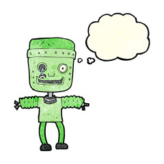 cartoon robot with thought bubble