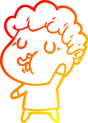 warm gradient line drawing of a cartoon man singing
