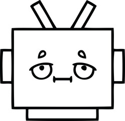line drawing cartoon of a robot head