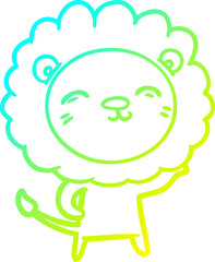 cold gradient line drawing of a cartoon lion