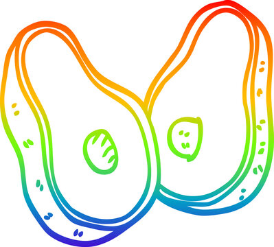 recommend clip art: rainbow gradient line drawing of a cartoon avocado