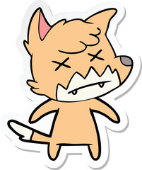 sticker of a cartoon dead fox