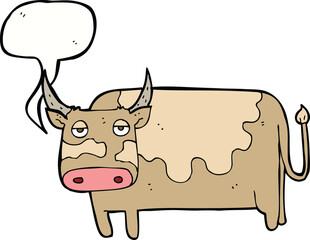 cartoon cow with speech bubble