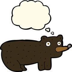 funny cartoon black bear with thought bubble