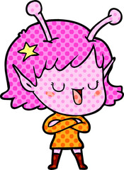 happy alien girl cartoon