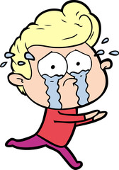 Fototapeta premium cartoon crying man running