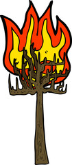 cartoon tree on fire