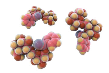Molecular model of amygdalin, laetrile, vitamin B17, 3d illustration