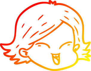 warm gradient line drawing of a cartoon female face