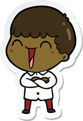 sticker of a cartoon happy man