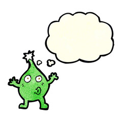 funny cartoon creature with thought bubble