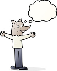 cartoon werewolf with thought bubble