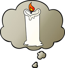 cartoon candle with thought bubble in smooth gradient style