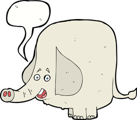 cartoon happy elephant with speech bubble