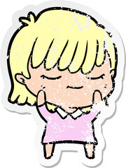 distressed sticker of a cartoon woman