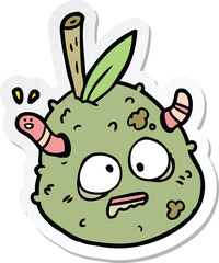 sticker of a cartoon old pear