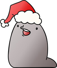 hand drawn christmas gradient cartoon of kawaii slug