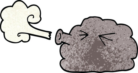 cartoon doodle cloud blowing a gale