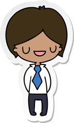 sticker cartoon illustration of a kawaii cute boy