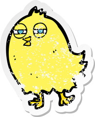retro distressed sticker of a funny cartoon bird