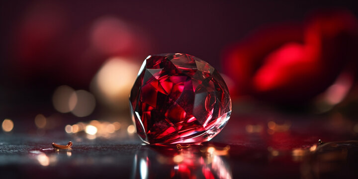 Roter edler Rubin Stein geschliffen, ai generativ