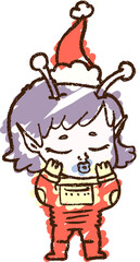 Christmas Alien Chalk Drawing