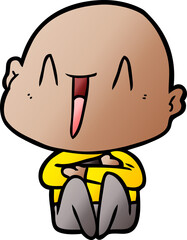 happy cartoon bald man