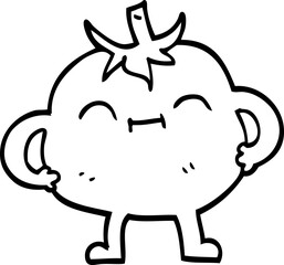 line drawing cartoon happy tomato