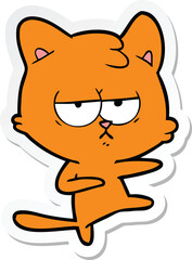 sticker of a bored cartoon cat