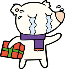 cartoon crying christmas polar bear