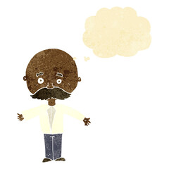 cartoon man with mustache with thought bubble