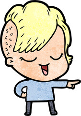happy cartoon girl pointing