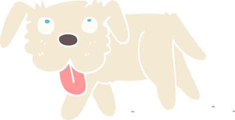 flat color illustration cartoon happy dog
