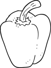 freehand drawn black and white cartoon pepper