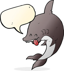 funny cartoon shark with speech bubble
