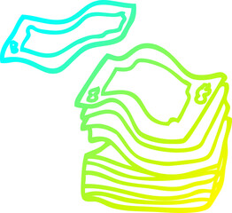 cold gradient line drawing of a cartoon money