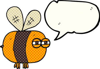 freehand drawn comic book speech bubble cartoon angry bee
