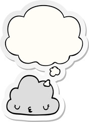 cute cartoon cloud with thought bubble as a printed sticker