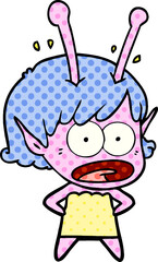 cartoon shocked alien girl