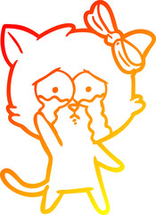 warm gradient line drawing of a cartoon cat