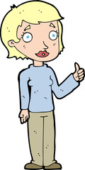 cartoon woman giving thumbs up symbol