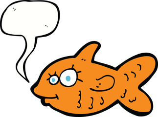cartoon happy goldfish with speech bubble