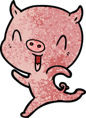 happy cartoon pig running