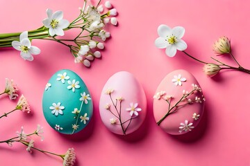 A Pop of Pink: Gypsophila and Easter Eggs with Copy Space