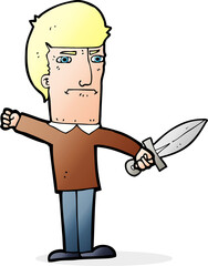 cartoon man holding a dagger