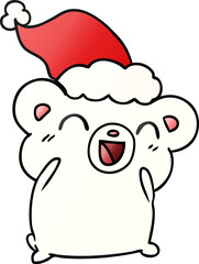hand drawn christmas gradient cartoon of kawaii polar bear